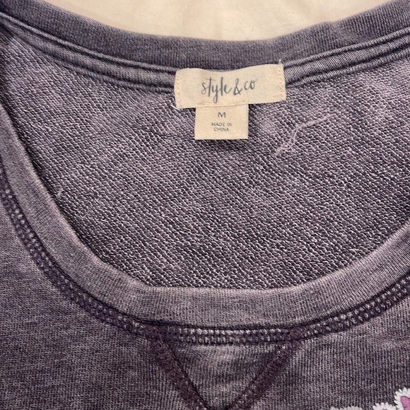 NWT Style & Co Puff Print Whimsical Love Sweatshirt - Picture 7 of 9